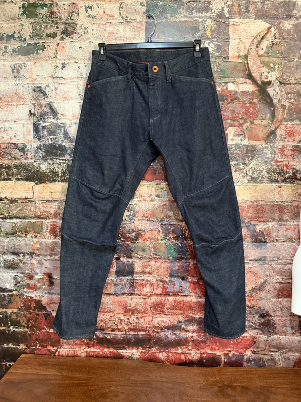Mountain Hardwear Men's Indigo Denim Jeans with Orange Logo Accent